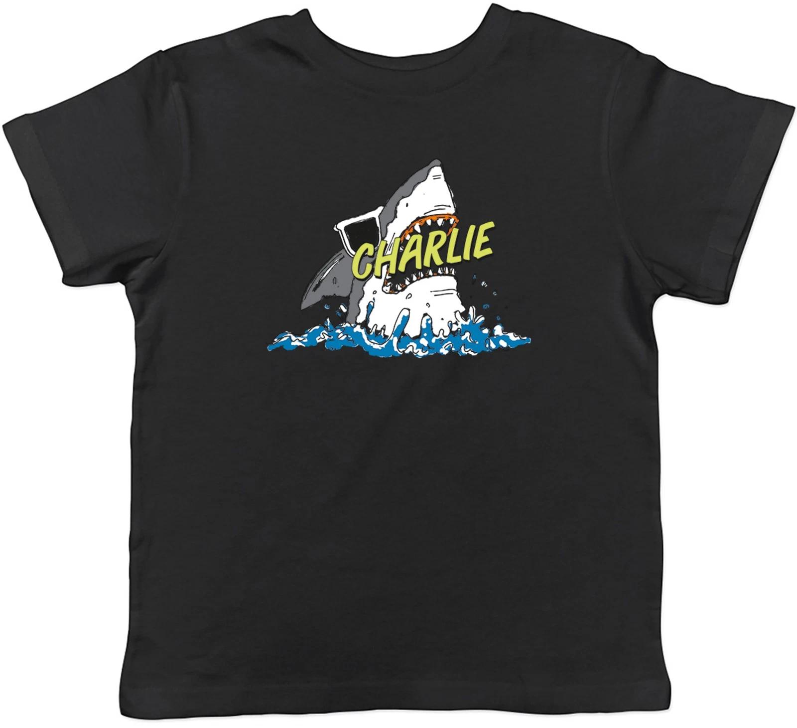 Personalised Any Name Shark in Sunglasses Funny Kids T-Shirt Boys Girls Gift 160