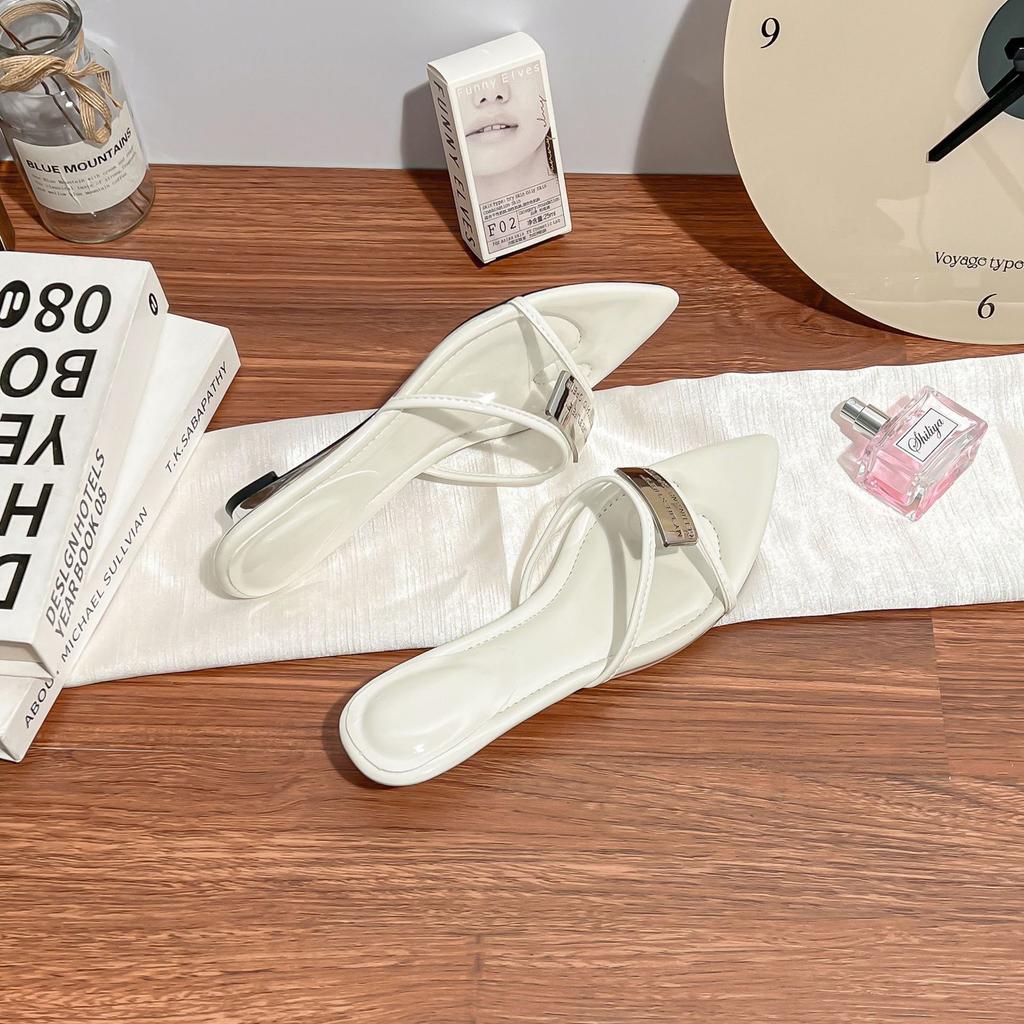 Summer new high-heeled slippers with pointed sandals women's fashion 2025 word with wedge sandals women's outer wear