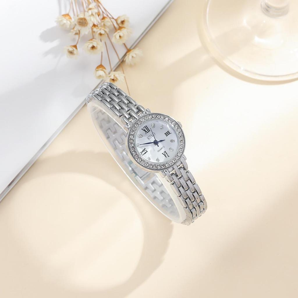 Women's Stylish Diamond-Set Quartz Watch with Versatile Steel Band