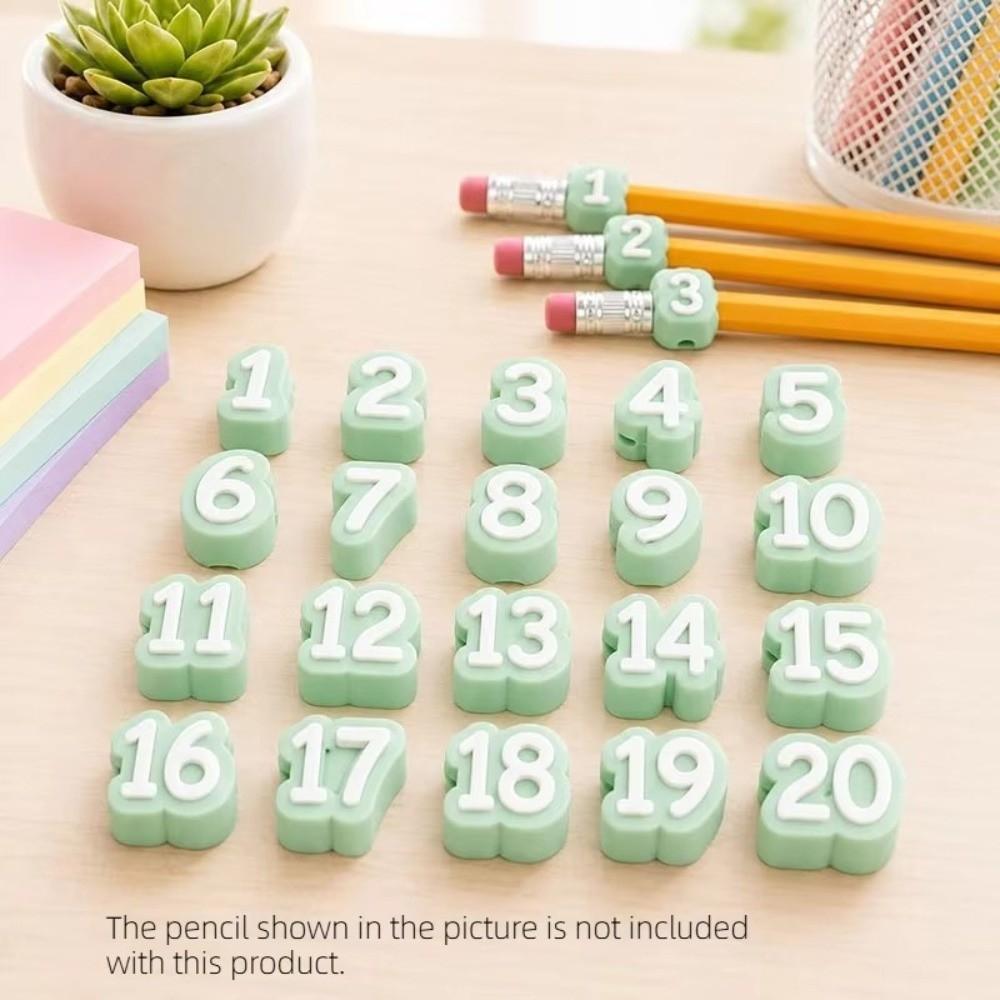 50pcs Soft Pencil Tracking Markers Silicone Numbered Pencil Caps Reusable Pencil Labels Girls