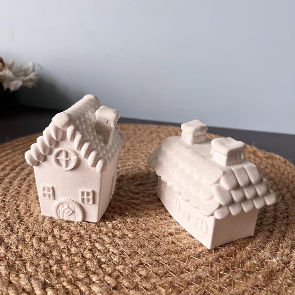 Christmas Cottage House Drip Mould Plaster Cottage Candle Aroma Ornament Silicone Moulds
