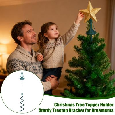 Weihnachtsbaumspitzenhalter Universal zum Aufdrehen Feiertagsbaumspitzenstabilisator Metall Grün Stützstange mit verstellbarer Befestigung zur Stabilisierung