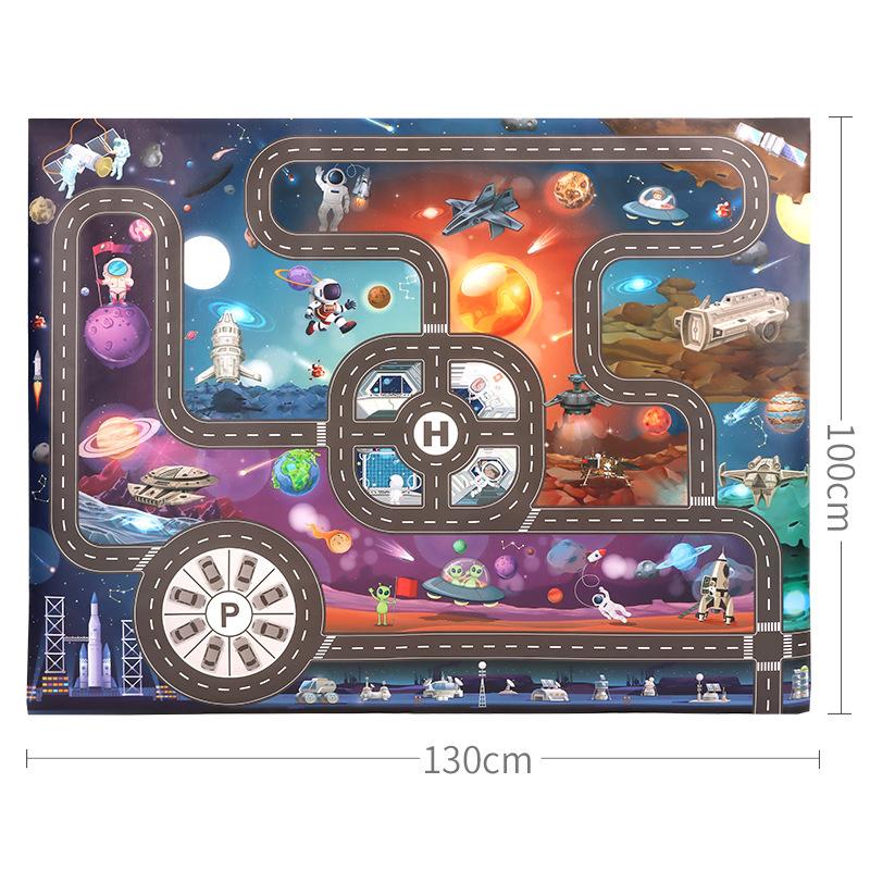 130x100cm Children Games Mat Cartoon City Traffic Map Non-Slip Playmat For KidsToddler Montessori Early Education Toys TMZ