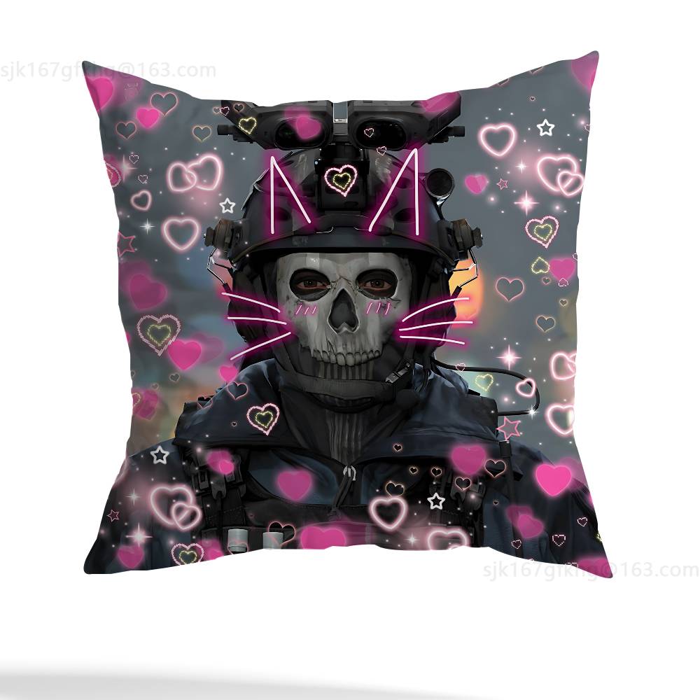 Game Call of Duty Pillow Case Anti-dustmite Pillowcase Invisible zipper silky short plush Sofa cushion cover