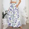 Women's Flowy Flared Ruffle Hem A Line Maxi Skirts Elastic Waist Elegant Tiered Layer Boho Long Skirts