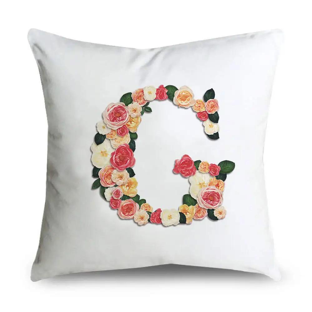 Pillow Home Decor Chair Pillowcase Wedding Decoration Cushion Cover Pink Flower Letter Sofa Car