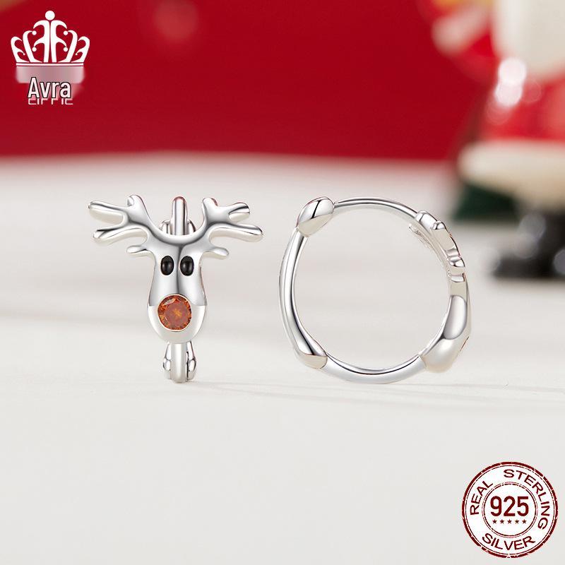 Everly Christmas Reindeer Ear Cuffs: s925 Sterling Silver Cute Earrings for Women