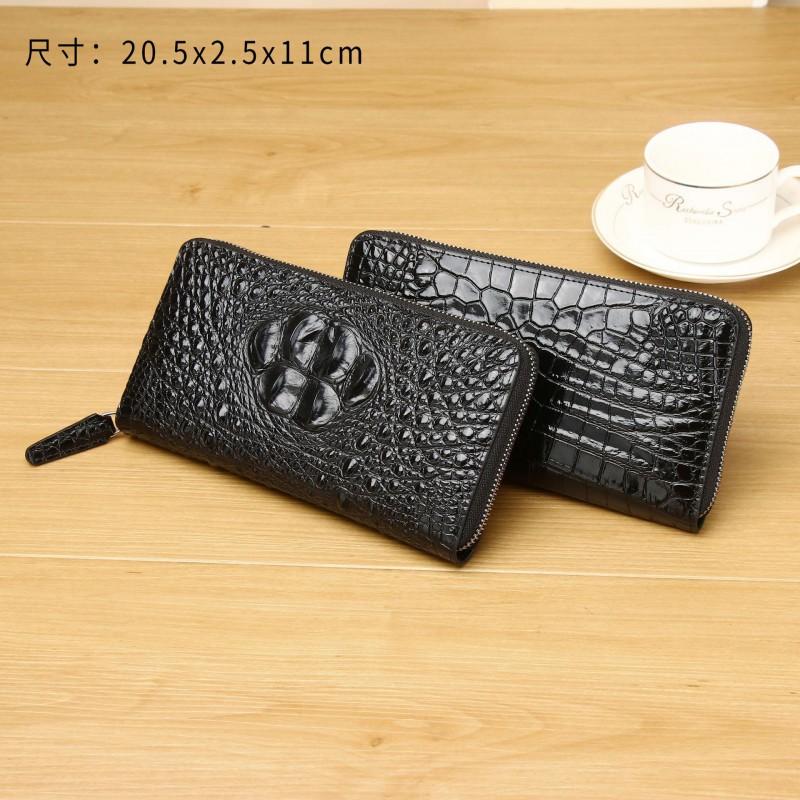 New Men's Crocodile Pattern Handbag High End Large Capacity Fashion Wallet Multi Card Mobile Bag Trendy