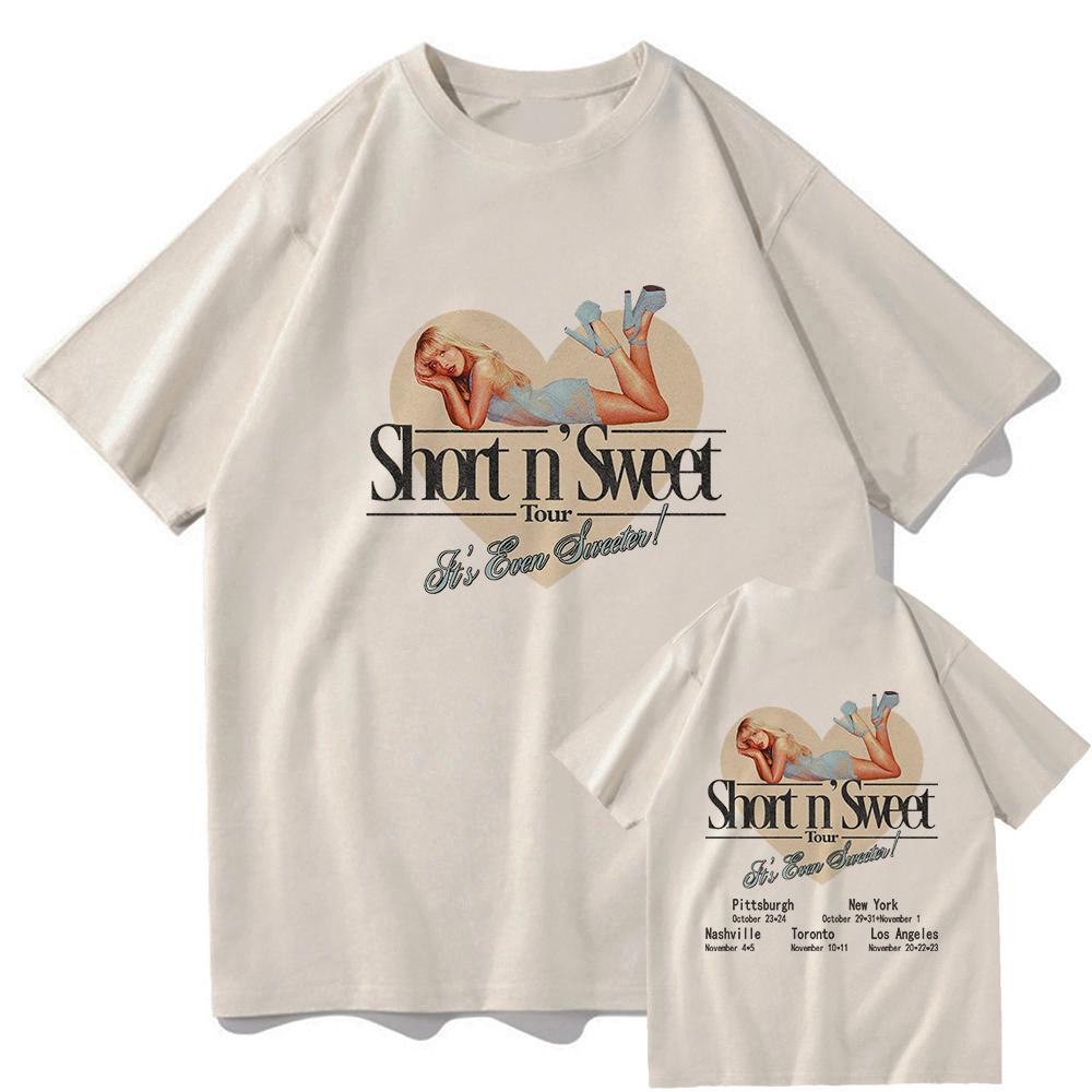 Letní krátké a sladké turné 2025 Tričko Sabrina Carpenter Lover Pánské/dámské oblečení Harajuku Letní topy Grafická trička Vintage