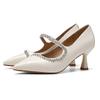 French pointed women's shoes fairy wind early spring single shoes female temperament thin heel rhinestone light luxury high heels