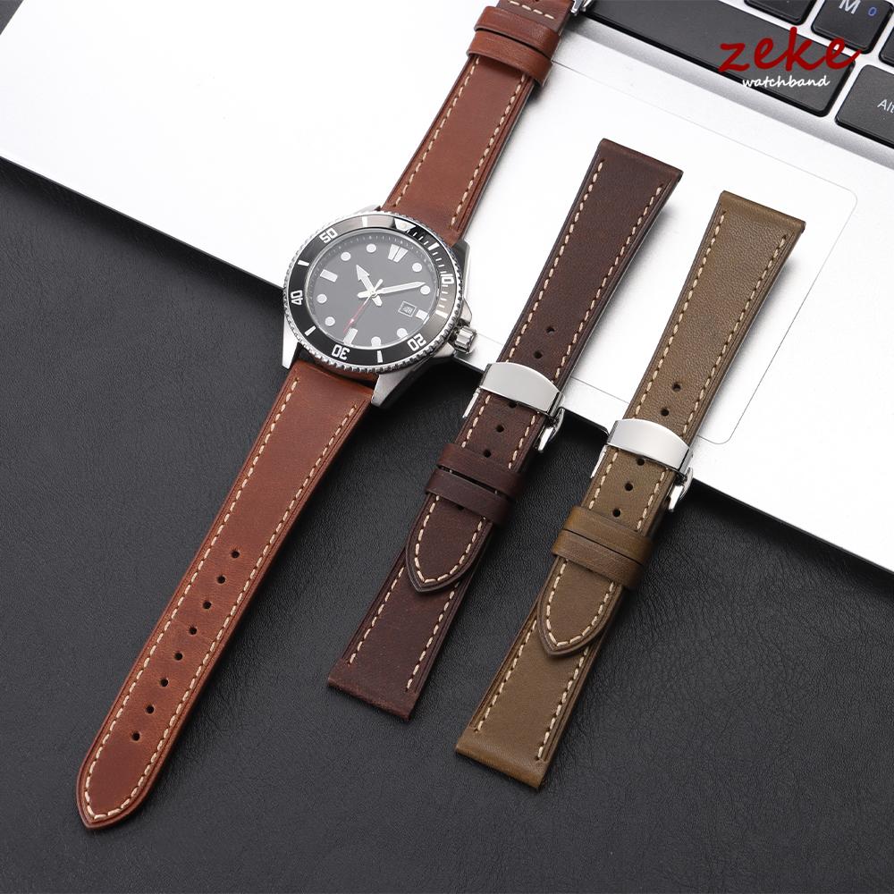 18mm 20mm 22mm Cowhide Watch Strap for Rolex for Seiko Quick Release Wrist Band Butterfly Buckle Leather Bracelet Accessories