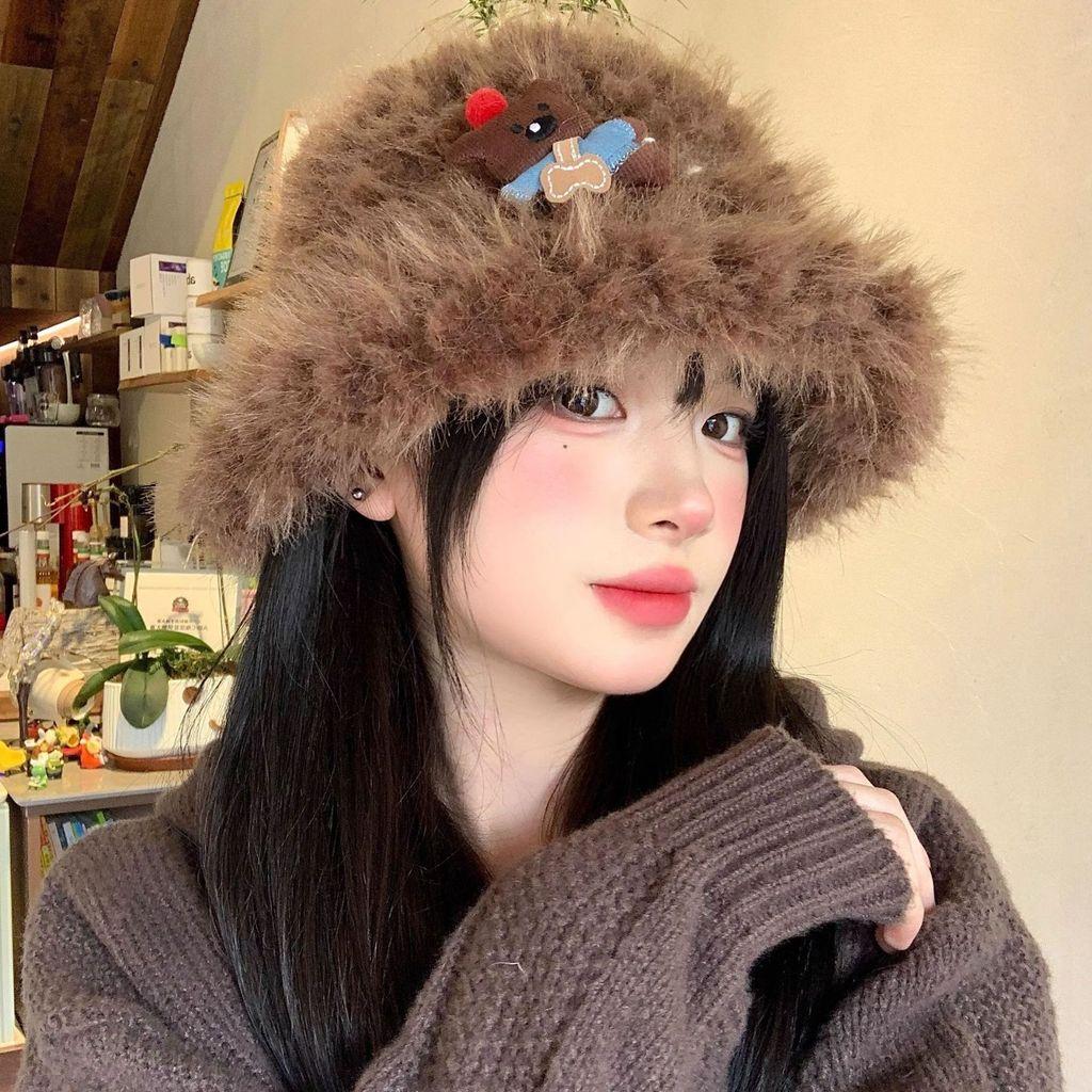 Classic Teddy Bear Wool Beanie Hat For Women Winter Warmth Cozy Bucket Cap