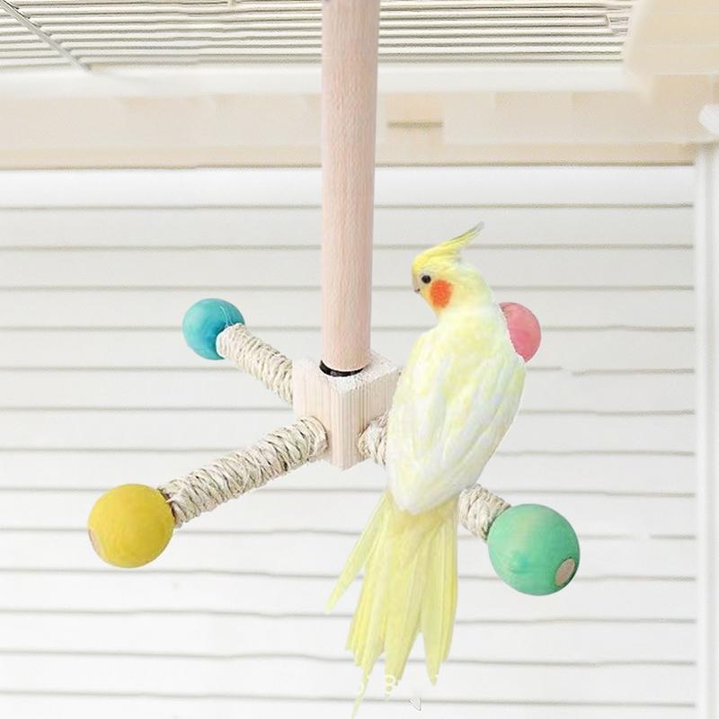 

Bird Cage Perch Rotating Cage Perch Stand Rotating Interactive Foraging Wooden Chewer For Parakeet Cockatiel Conure Canary United States
