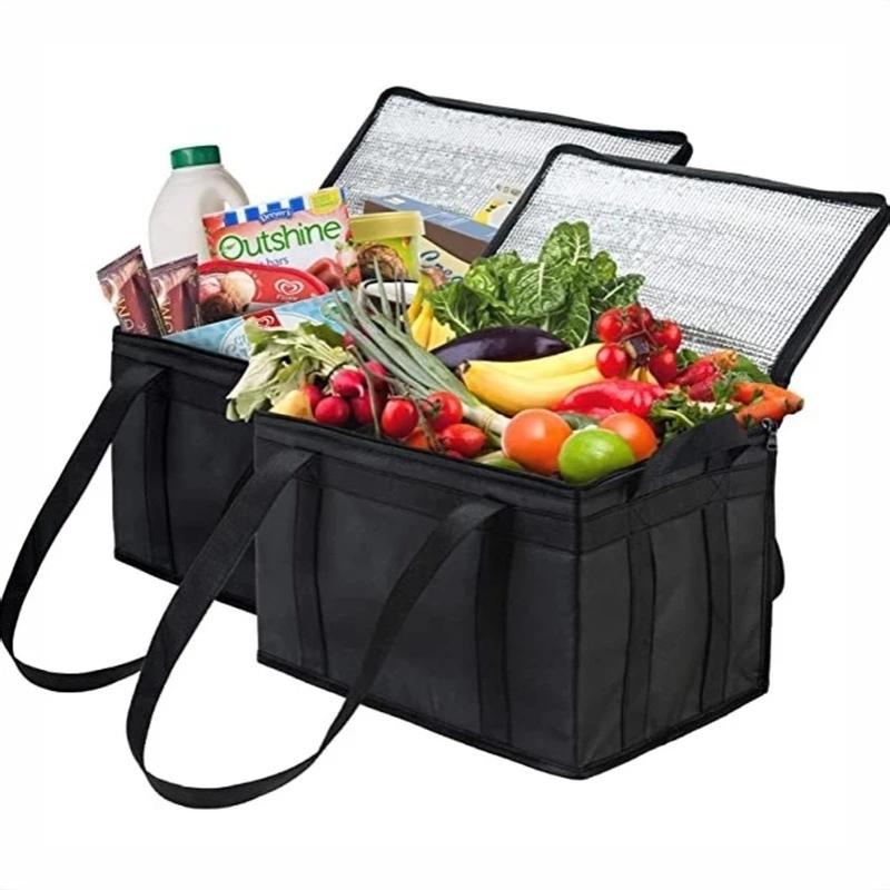 Grand Sac Isotherme Anti-fuite pour Livraison de Nourriture Sac Glacière Thermique Portable Réutilisable pour Restauration à Emporter Épicerie Pique-nique Voyages
