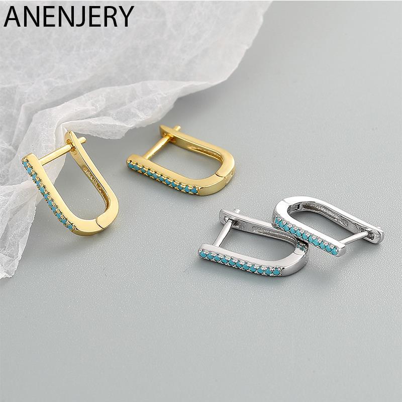 Bunte Micro-Zirkon U-Form Creolen für Damen Retro Trendy Europa Einfacher Trendiger Party Schmuck Geschenke Aretes