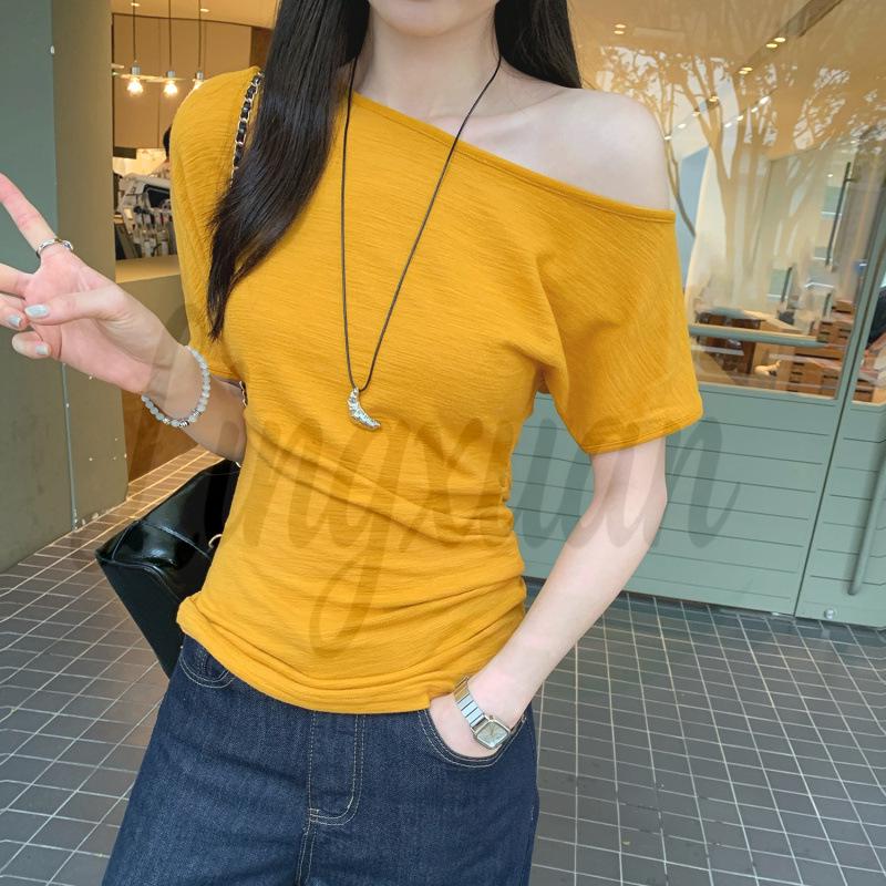 Real Shot Women s Asymmetrical One-Shoulder Top - Summer 2026 Irregular Off-Shoulder Design M