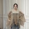 Tassel Sunscreen Cover-up Loose Fit Knit Hollow Out Top Fashion Fishnet Swimsuit Cover Up  Vacation