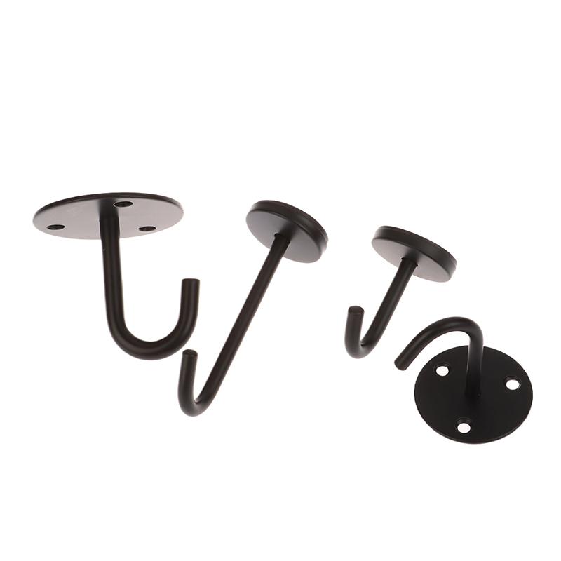 4Pcs Black Stainless Steel Top Hook Wall Bag Ceiling Fan Lamp Roof Fan U-Shaped Hooks