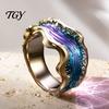 Lightweight Resin Ring Wave for Women, Ocean Inspired Chunky Statement Ring, Non Jewelry Tarnish Open Adjustable Fashion Summer Vacation Beach