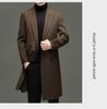 Men's 100% Wool Double-Faced Double-Breasted Lapel Collar Business Casual Long Coat