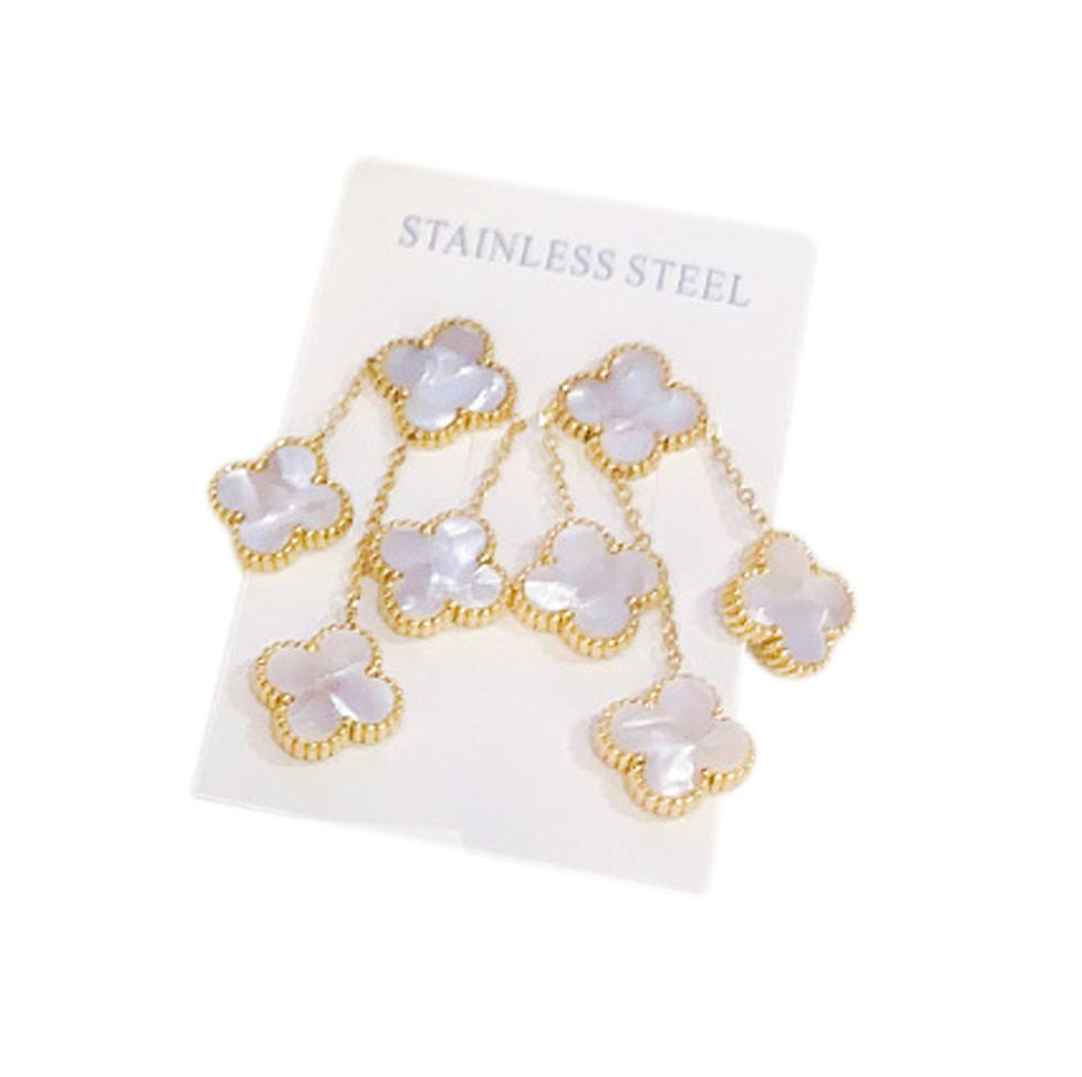 

Серьги-кисточки с четырехлистным клевером из титановой стали, двухсторонние, модные, сетчатые, красные, женские серьги белый