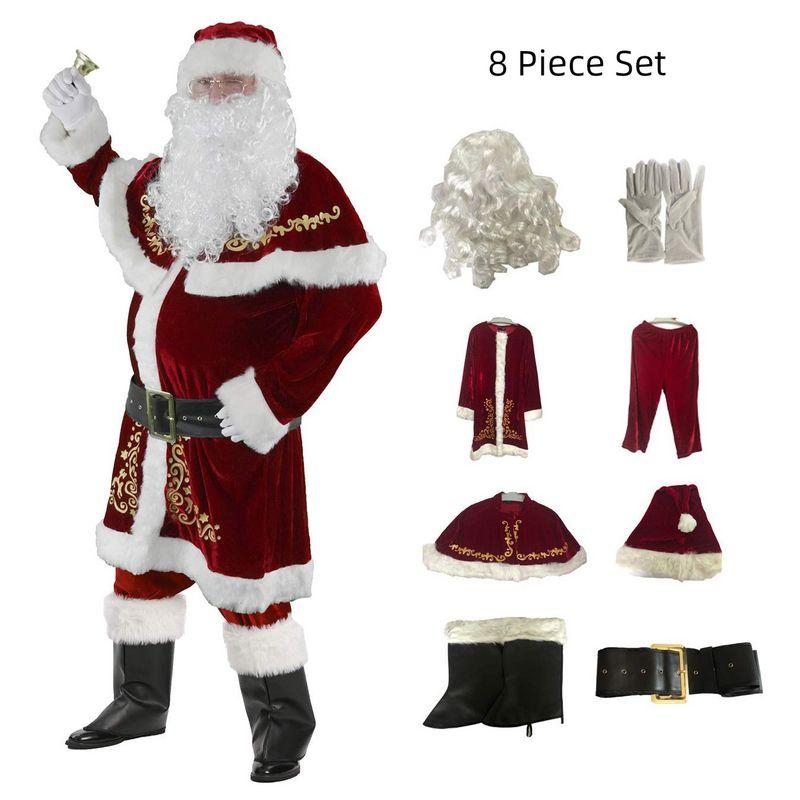 Adult Christmas Costume Golden Flower Men's Christmas Outfit Christmas Cosplay Costume Santa Claus Performance Outfit