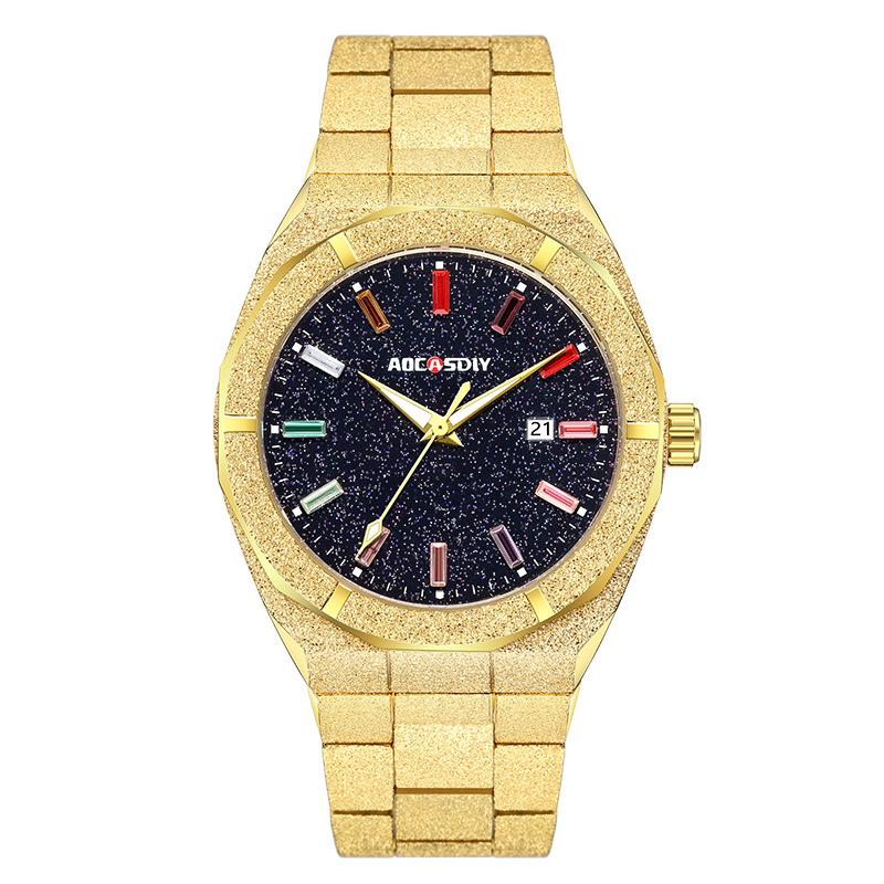 Waterproof Quartz Wristwatches Luxury All Stainless Steel Paul Rich Style Hip Hop Luminous Star Dust Frosted Watch