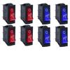 8Pcs AC 250V/15A, 125V/20A Illuminated LED On/Off SPST 3 Pin 2 Position Mini Boat Rocker Toggle Switch Snap for Househould DIY
