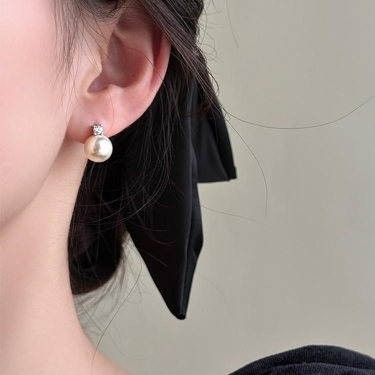 Pendiente Elegante Blanco Gris para Mujer Pendientes de Tuerca de Cristal Accesorios de Joyería