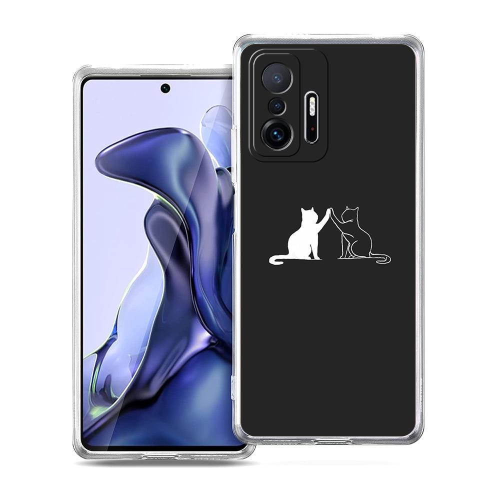 Transparent Phone Case for Xiaomi Mi 14 13 12 11 Ultra 13T 12T 11T Poco X3 NFC F3 F6 Pro Lite 5G Soft TPU Cute Line Cat Pattern