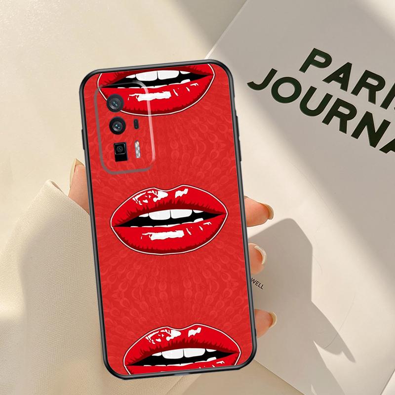 Kiss Me Lips Lipstick Case For Xiaomi 15T 14T 13T Pro 14 15 Ultra 17 Pro Max POCO F8 F7 F5 F6 X3 X5 X6 X7 Pro Coque