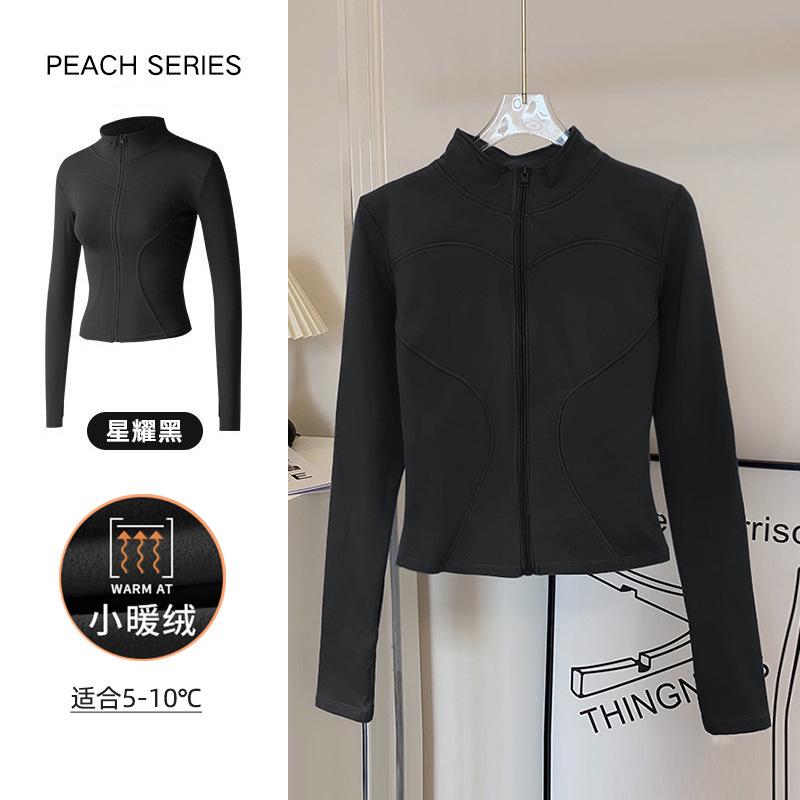 Jacket Spring Slim Fit Women s Sports Fleece Thickened Top Waist Tight Yoga Wear Long Sleeve Pilates S