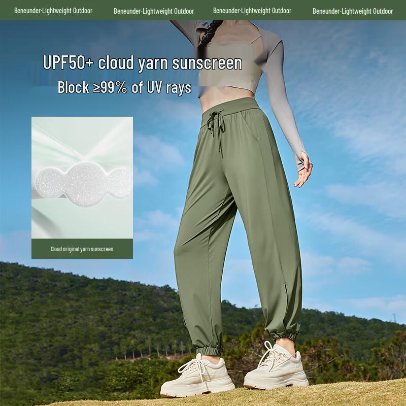 beneunder Women's Cooling Ice Silk Cropped Jogger Pants