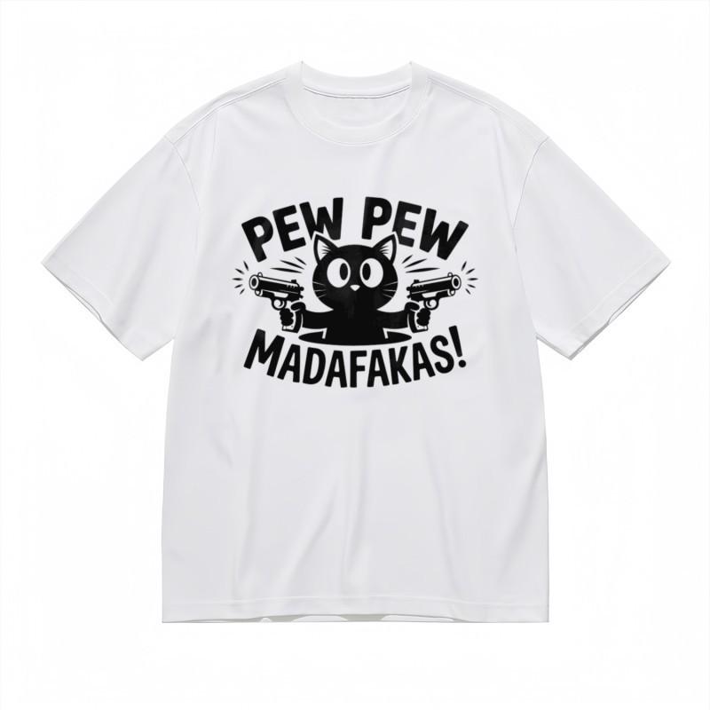 

Women s Plus Size Trend Classic T-Shirt Funny Cartoon Cat Shooting Action Tee XL