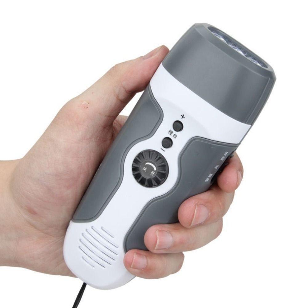 USB Multifunctional Flashlight Hand-cranking Generation Emergency Alarm Hand-held FM Radio  Vehicle