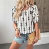 Women's Summer New Sweet Simple Bubble Sleeve Square Collar Bow Line Shirt