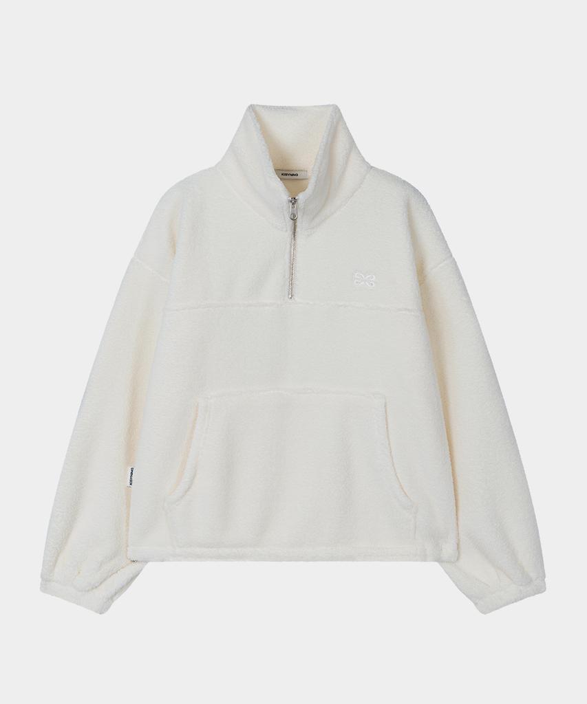 KISYNING Soft Fluffy Half Zip-Up (Ivory)