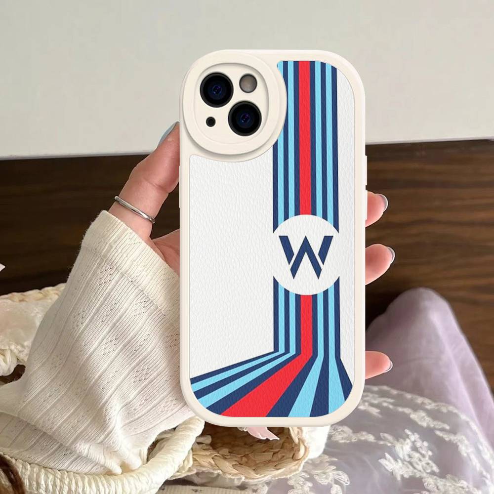 M-Martini Racing Horizontal Stripe For IPhone 16 15 14 13 12 11 Pro Max Plus Shockproof Leather Soft Phone Cover