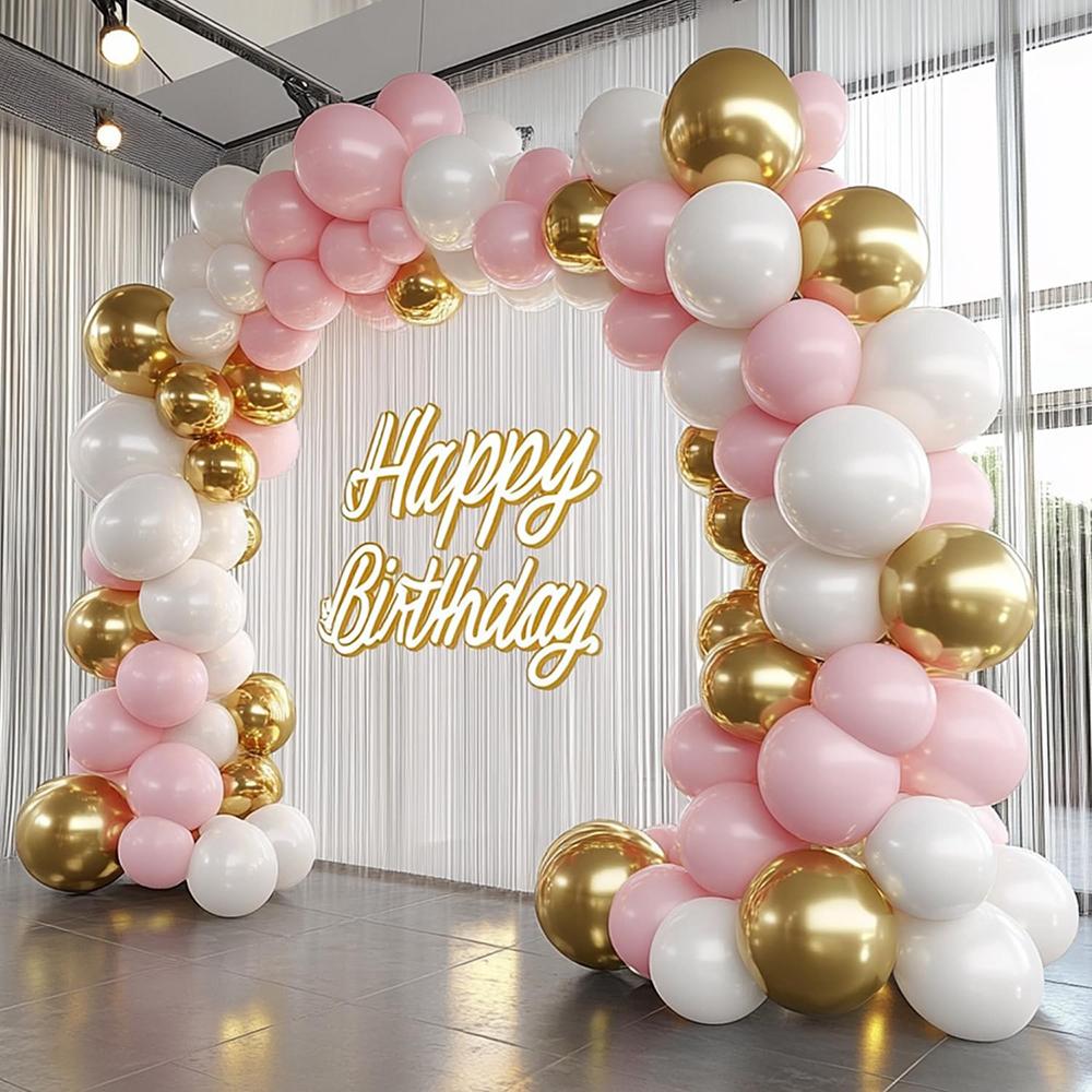 Pastel Pink Balloons Garland White Gold Latex Ballon Arch Kit Baby Shower Gender Reveal Birthday Party Wedding Decoration Globos