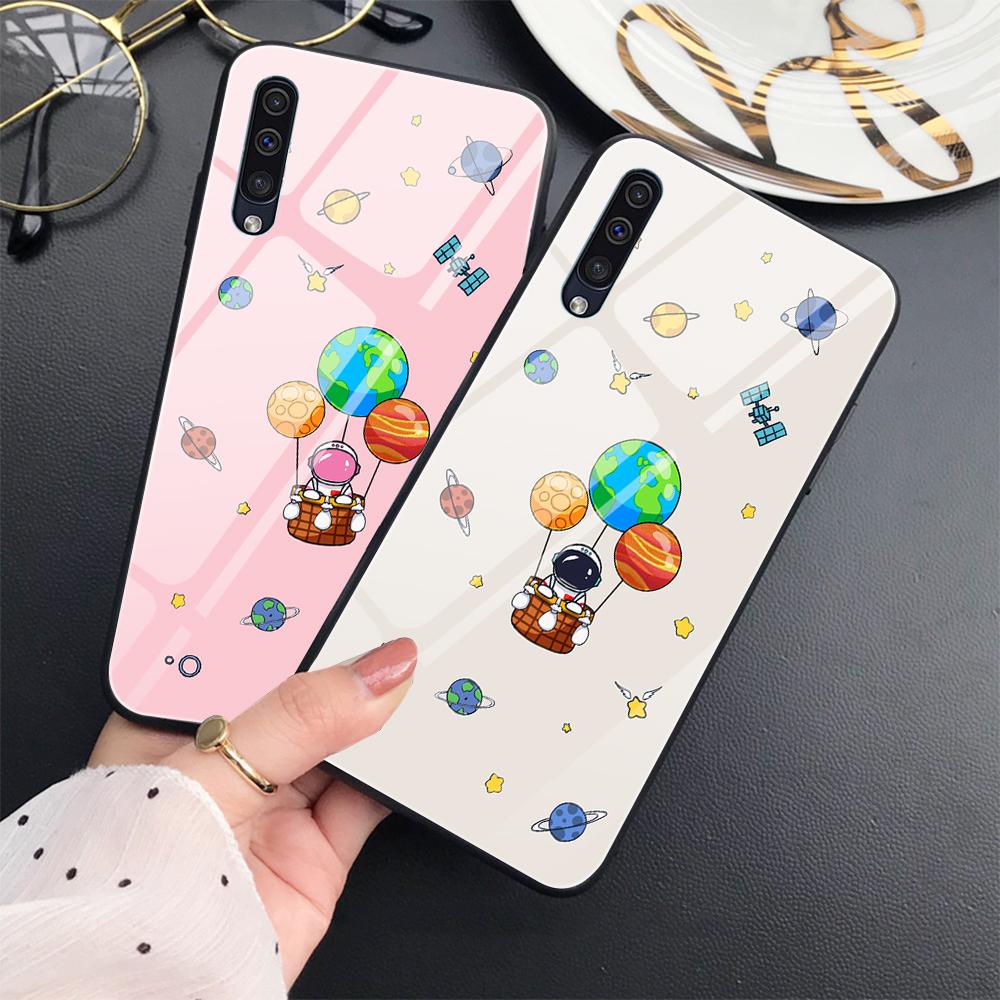 Moon Astronaut Case For Samsung Galaxy A52 A71 A72 A73 A53 Tempered Glass Cover For Samsung A13 5g A03 A22 A21s A03 Core A42 A70