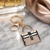 Rhinestone Keyring Keychain Pendant, Enamel Simulated Handbag Shape Key Holder with Lobster Clasp, Shiny Girly Gift Accessory Prong Setting