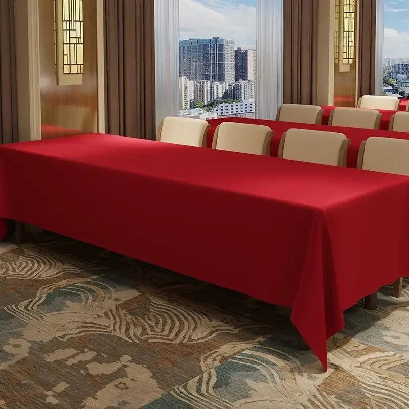 

200x400cm Solid Color Thick Conference Tablecloth Fabric Rectangular Office Exhibition Red Hotel Round Table Cloth Tablecloth 80 x 80cm