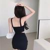 One-Shoulder Contrast Halter Neck Summer 2024 Slim Fit Slit Dress