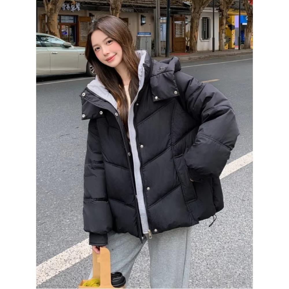 Women Short Cotton Coat Loose Fit Thickened Petite Cotton Jacket Cold Protection Bread Parkas