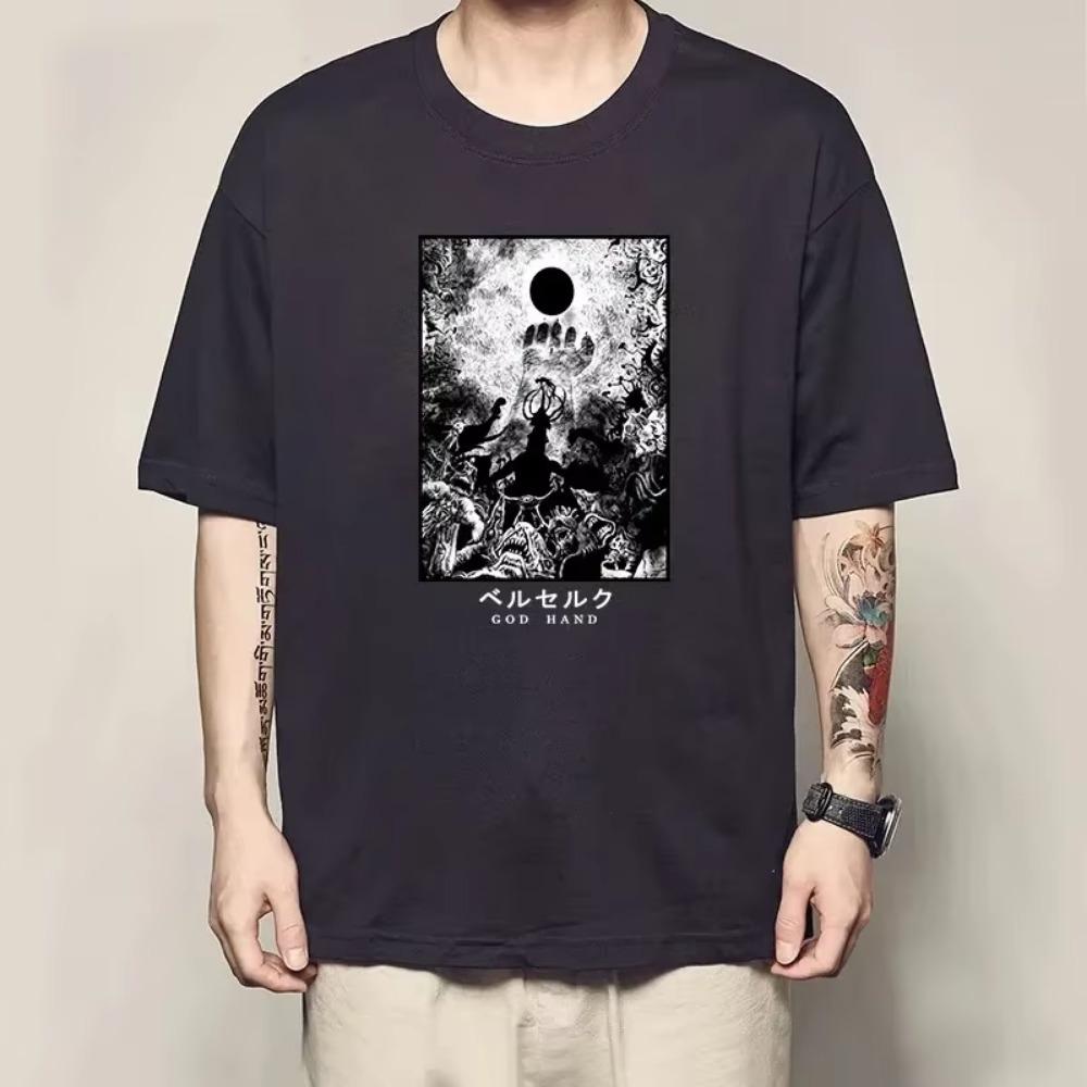Japanese Anime Berserk Guts Funny T Shirt Men Cool Manga Graphic Short Sleeve Women 100%Cotton Harajuku Hip Hop Tees Y2k Tops