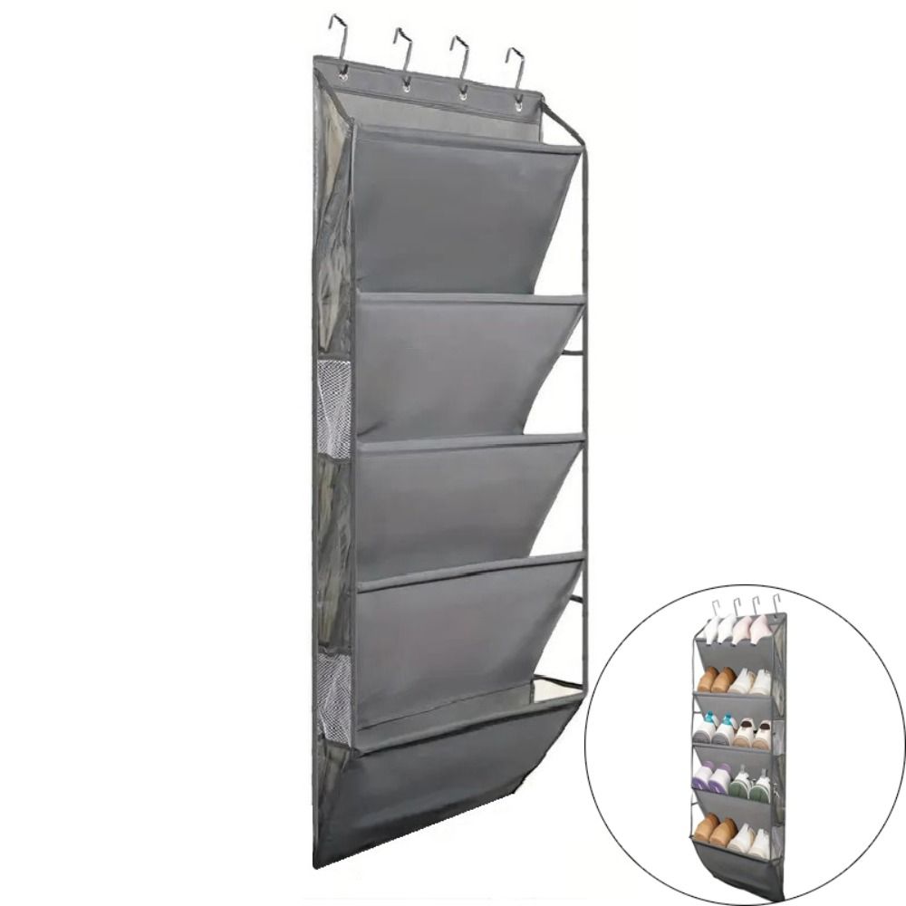 5 Tier Over Door Shoe Organizer Large Capacity Deep Pockets Hanging Shoe Rack Fit 10 Pairs Shoe Sideband Pocket Door Shoe Holder