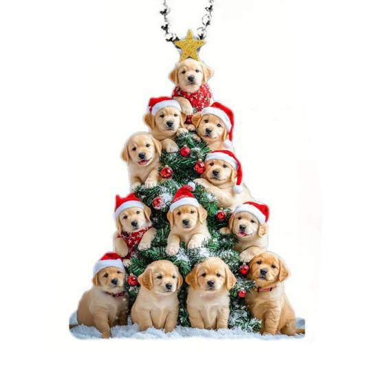Christmas Acrylic Dog Hanging Decoration Holiday Party Winter Xmas Tree 2D Flat Acrylic Puppy