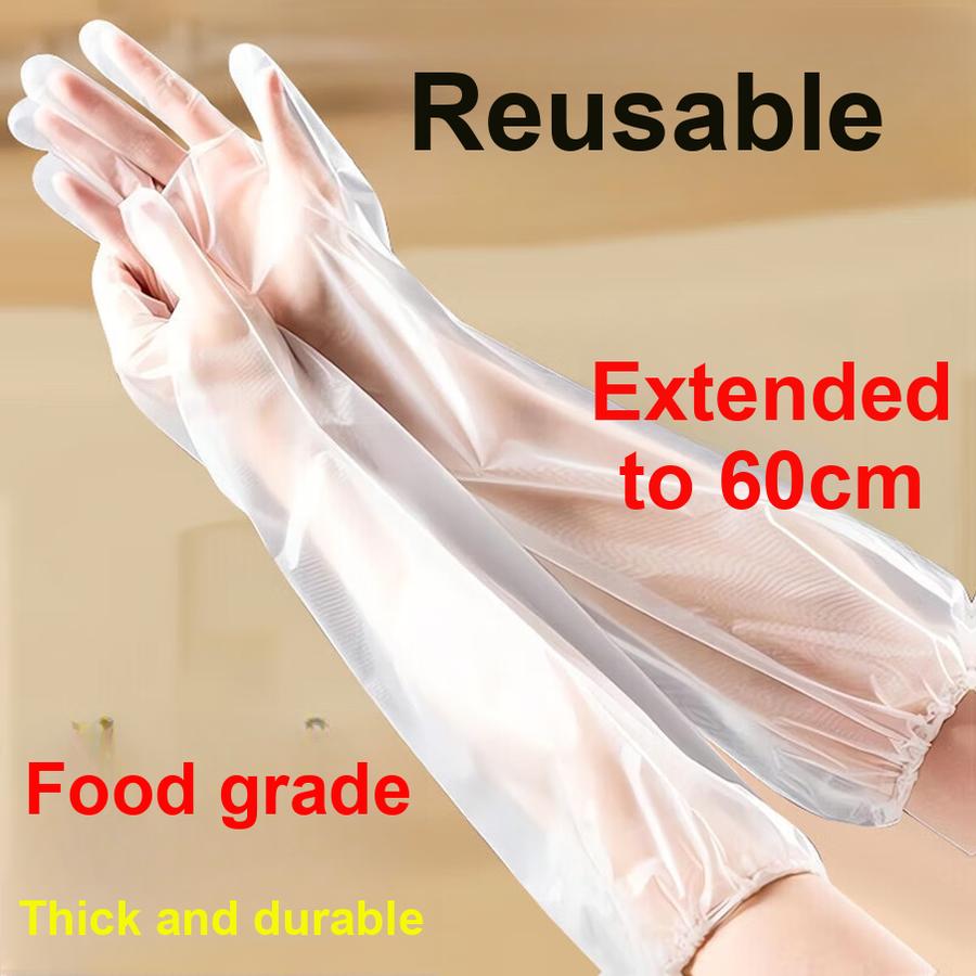 

3 шт 3 пары Хозяйственные перчатки с длинным рукавом Одноразовые Утолщенные С широким раструбом Пищевые Кухонные перчатки для мытья Нескользящие Для уборки Стирки 1 Pairs чистый