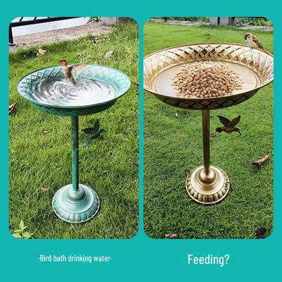 Vogelbad und Futterspender im Retro-Stil aus Eisen: Einfach zu installierende Gartendekoration für den Außenbereich