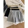 Women's Summer Lace Trim Spliced Wide Leg High Waist Casual Shorts